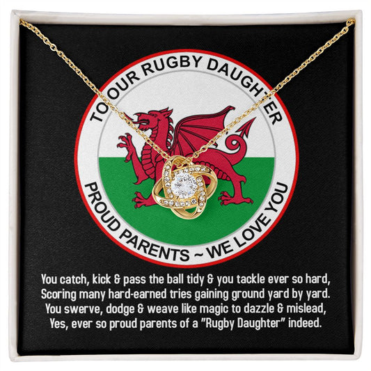 To Our Rugby Daughter, Love Knot Necklace - YERTIZZ.COM