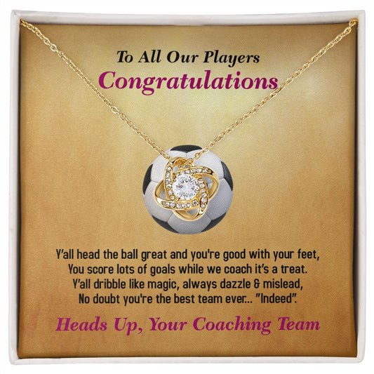 To All Our Players-From Coaching Team, Love Knot Necklace, Jewelry Gift - YERTIZZ.COM