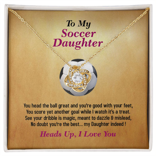 To My Soccer Daughter-I Love You, Love Knot Necklace, Jewelry Gift - YERTIZZ.COM