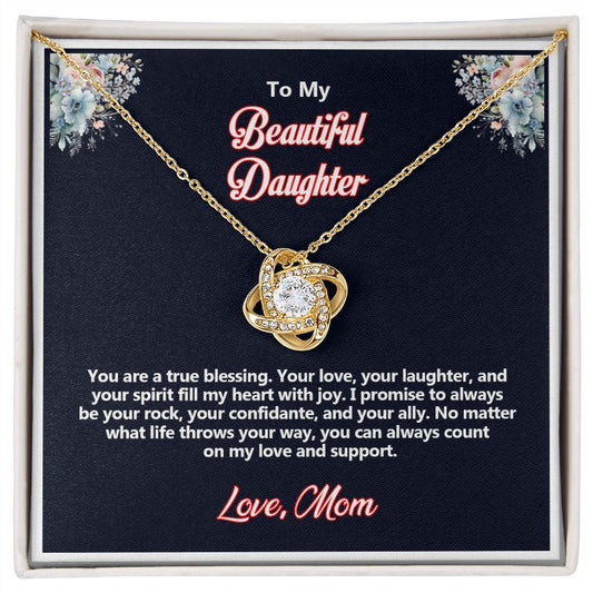 To My Beautiful Daughter, Love Knot Necklace - YERTIZZ.COM