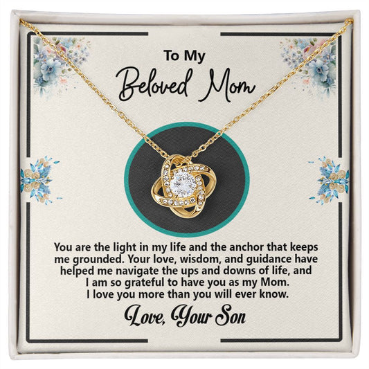 To My Beloved Mom, Love Your Son, Love Knot Necklace - YERTIZZ.COM