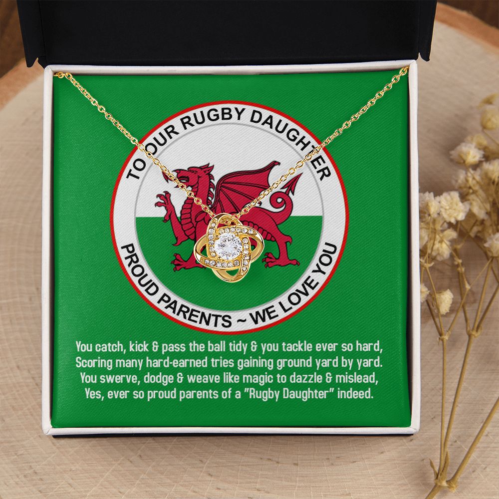 To Our Rugby Daughter, Love Knot Necklace - YERTIZZ.COM