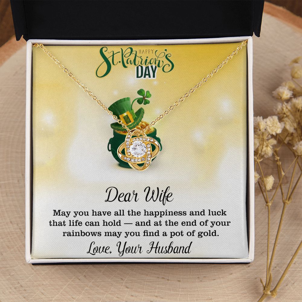 Dear Wife, Love Your Husband, St. Patricks Day, Love Knot Necklace - YERTIZZ.COM