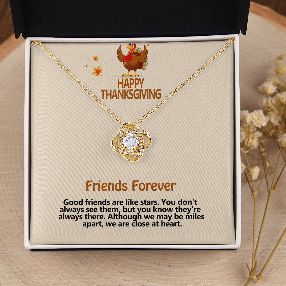 Happy Thanksgiving, Friends Forever, Love Knot Necklace, Jewelry Gift - YERTIZZ.COM