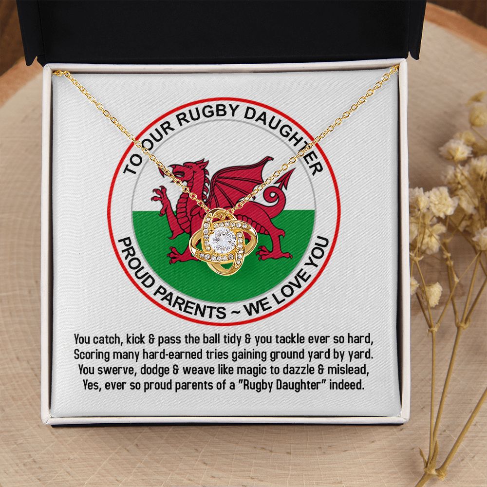 To Our Rugby Daughter, Love Knot Necklace - YERTIZZ.COM