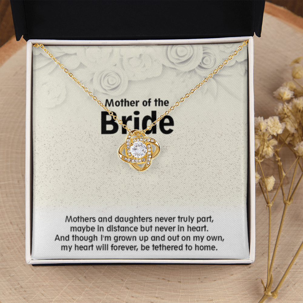 Love Knot Necklace (18K Yellow Gold & 14K White Gold Variants, Jewelry, Gift, Mahogany Style Luxury Box Available, Mother of the Bride - YERTIZZ.COM