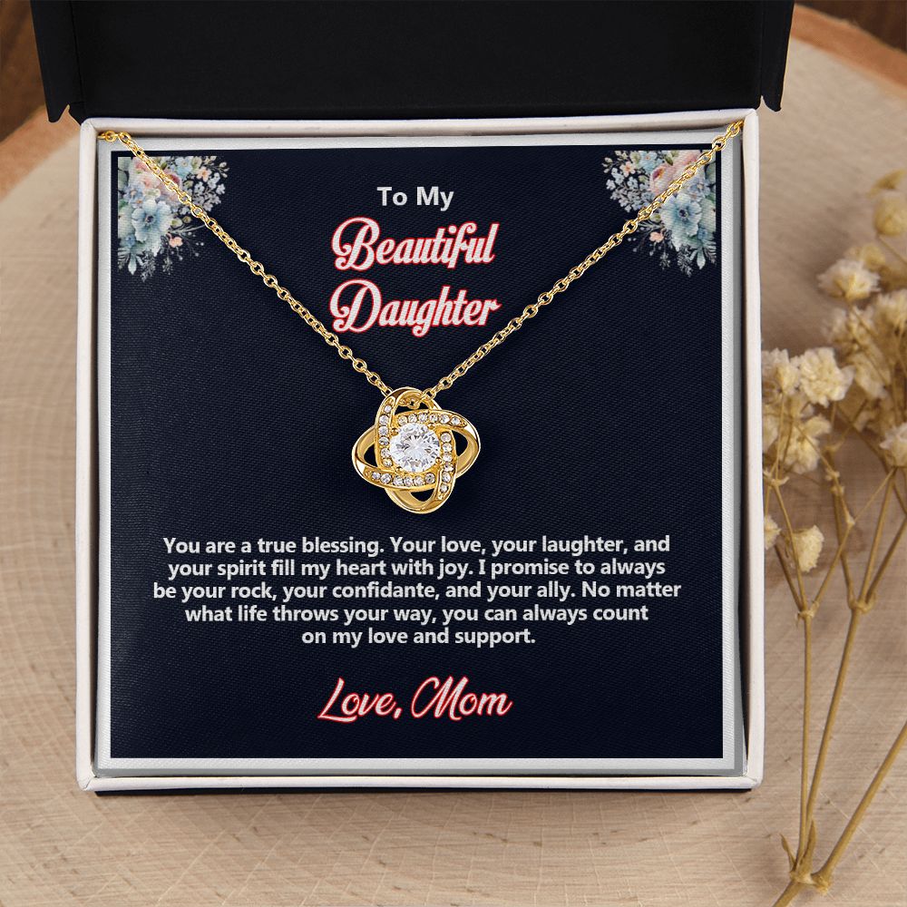 To My Beautiful Daughter, Love Knot Necklace - YERTIZZ.COM