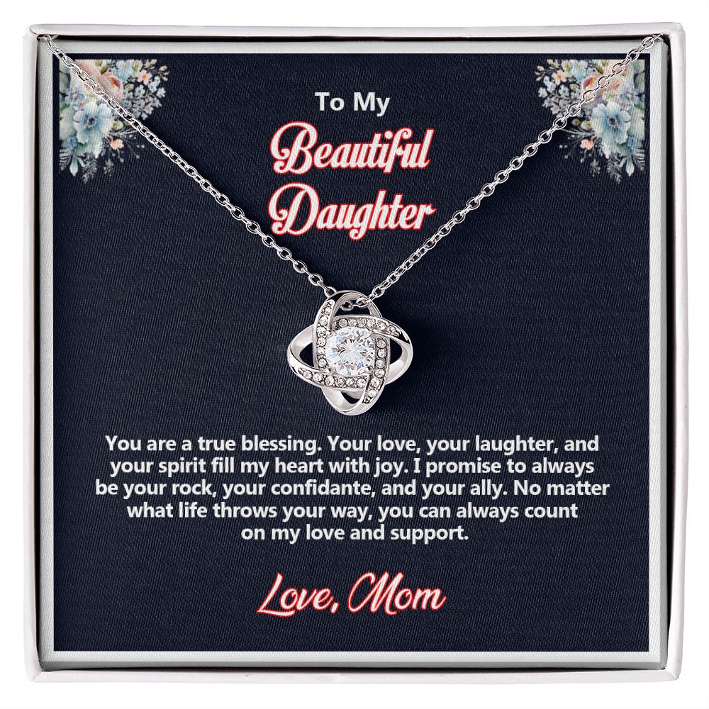 To My Beautiful Daughter, Love Knot Necklace - YERTIZZ.COM
