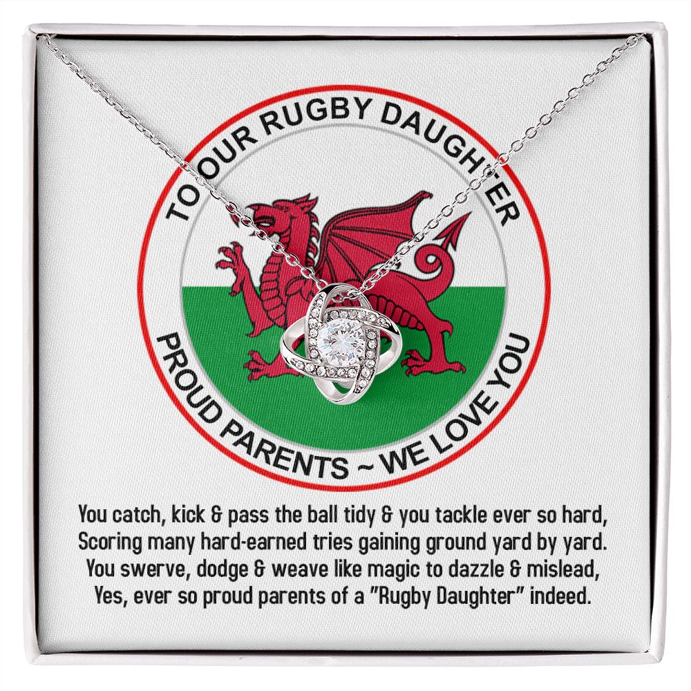 To Our Rugby Daughter, Love Knot Necklace - YERTIZZ.COM
