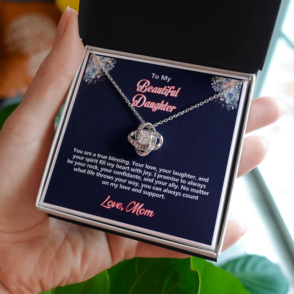 To My Beautiful Daughter, Love Knot Necklace - YERTIZZ.COM