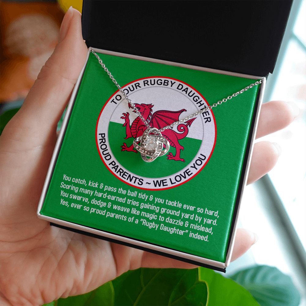To Our Rugby Daughter, Love Knot Necklace - YERTIZZ.COM