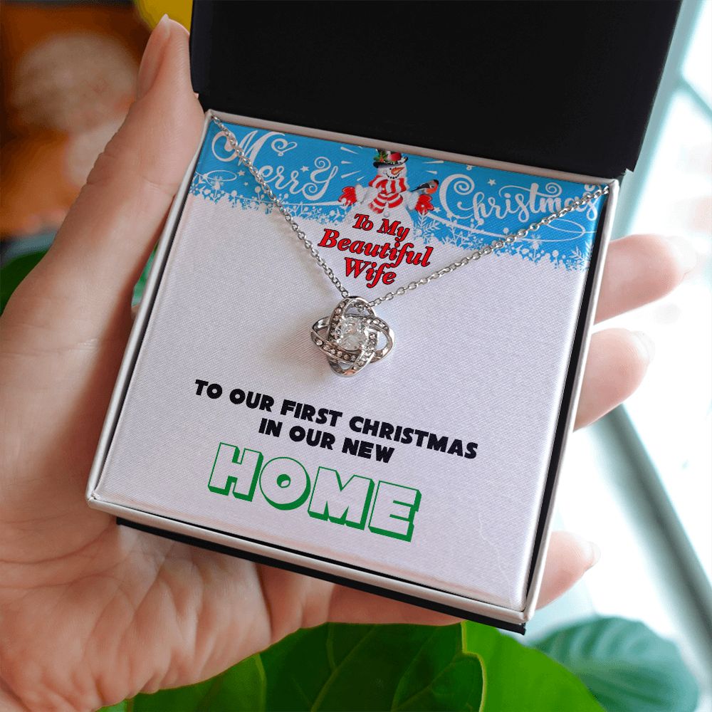Christmas, To My Beautiful Wife, First Christmas, New Home, Love Knot Necklace, Jewelry Gift - YERTIZZ.COM