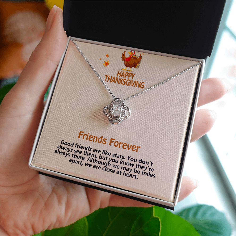 Happy Thanksgiving, Friends Forever, Love Knot Necklace, Jewelry Gift - YERTIZZ.COM