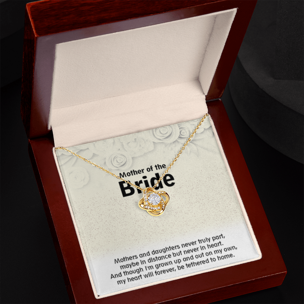 Love Knot Necklace (18K Yellow Gold & 14K White Gold Variants, Jewelry, Gift, Mahogany Style Luxury Box Available, Mother of the Bride - YERTIZZ.COM