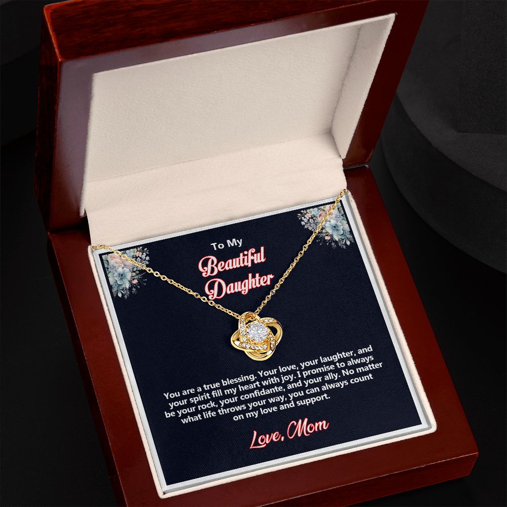 To My Beautiful Daughter, Love Knot Necklace - YERTIZZ.COM