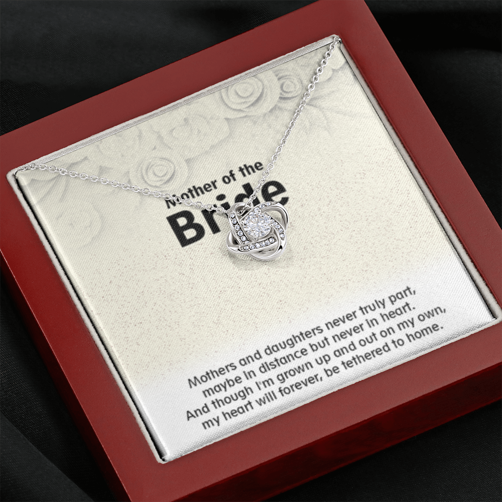 Love Knot Necklace (18K Yellow Gold & 14K White Gold Variants, Jewelry, Gift, Mahogany Style Luxury Box Available, Mother of the Bride - YERTIZZ.COM