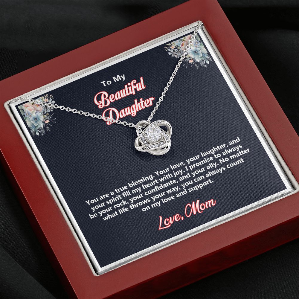 To My Beautiful Daughter, Love Knot Necklace - YERTIZZ.COM