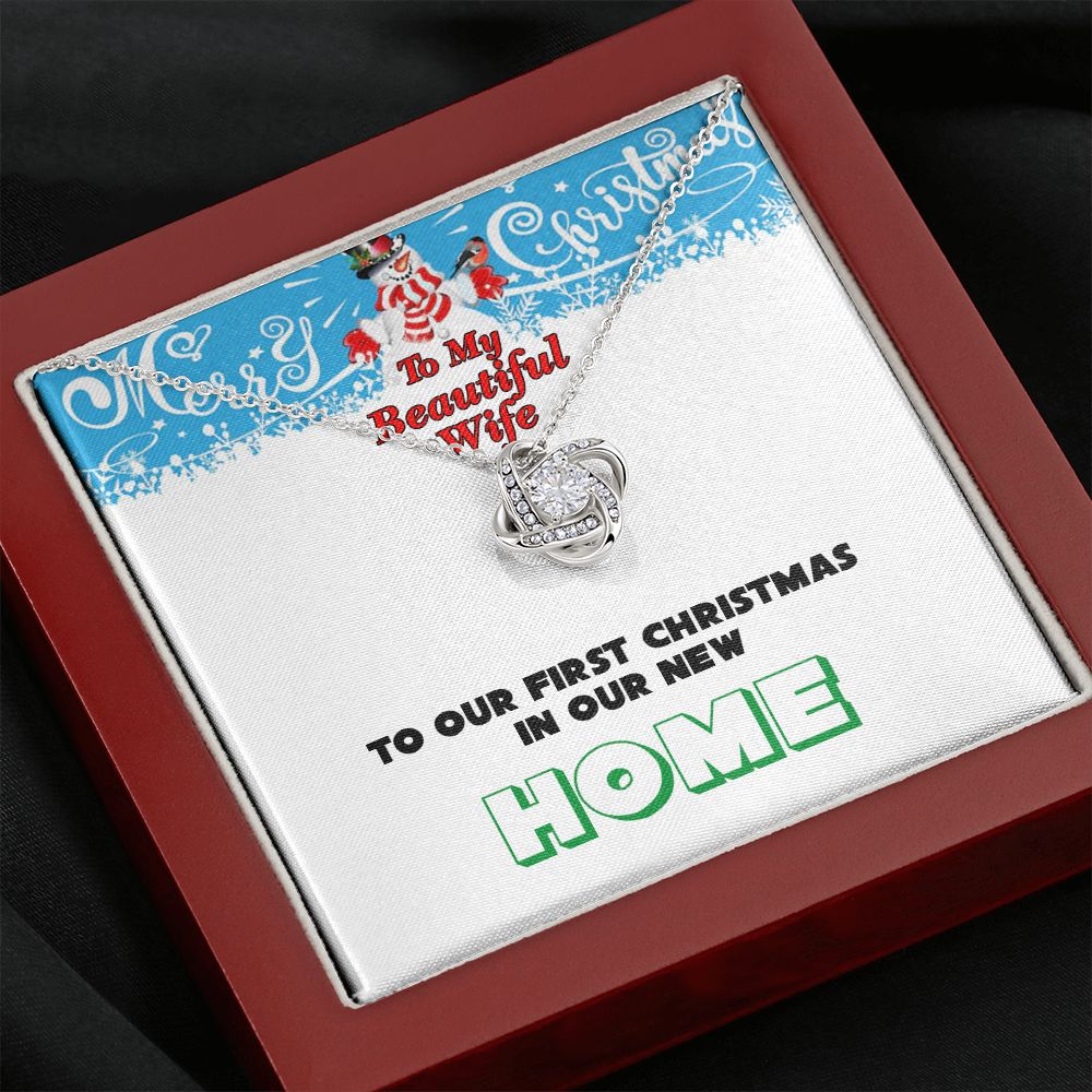 Christmas, To My Beautiful Wife, First Christmas, New Home, Love Knot Necklace, Jewelry Gift - YERTIZZ.COM