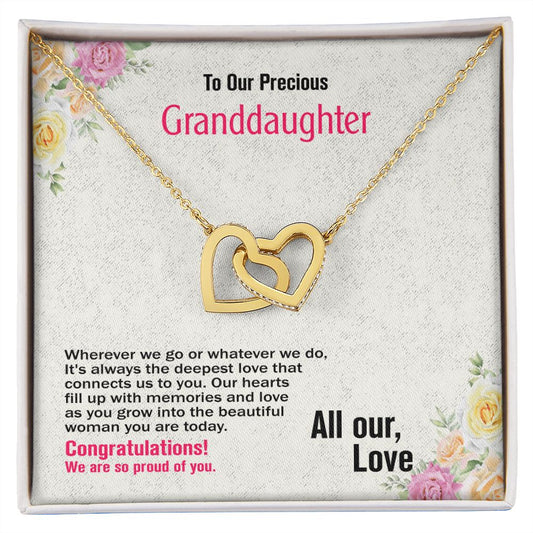 To Our Precious Granddaughter-All Our Love, Interlocking Hearts Necklace, Jewelry Gift - YERTIZZ.COM