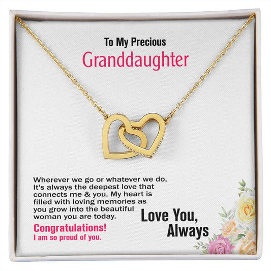 To My Precious Granddaughter, Love You Always, Interlocking Hearts Necklace, Jewelry Gift - YERTIZZ.COM
