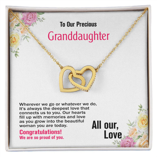 To Our Precious Granddaughter-All Our Love, Interlocking Hearts Necklace, Jewelry Gift - YERTIZZ.COM
