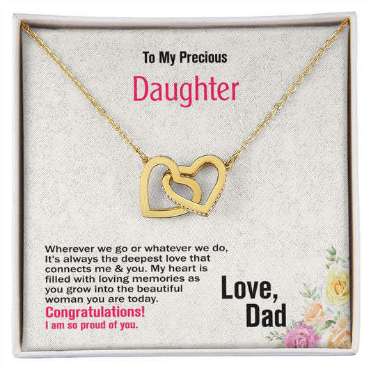 To Daughter-Love Dad, Interlocking Hearts Necklace, Jewelry Gift - YERTIZZ.COM