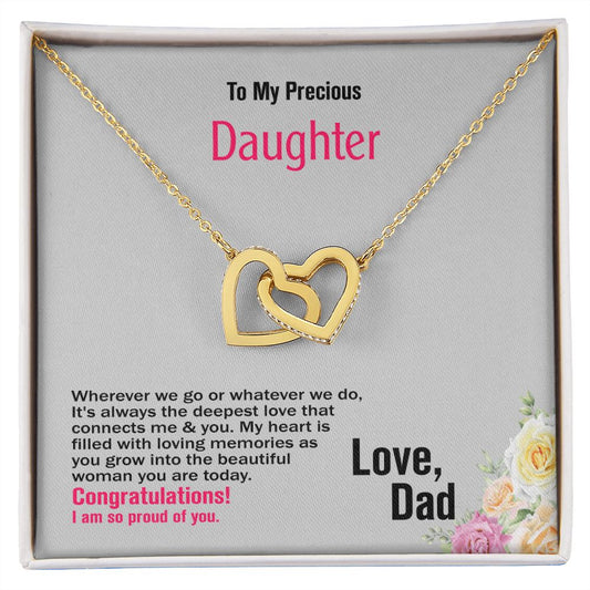 To Daughter, Interlocking Hearts Necklace, Jewelry Gift - YERTIZZ.COM