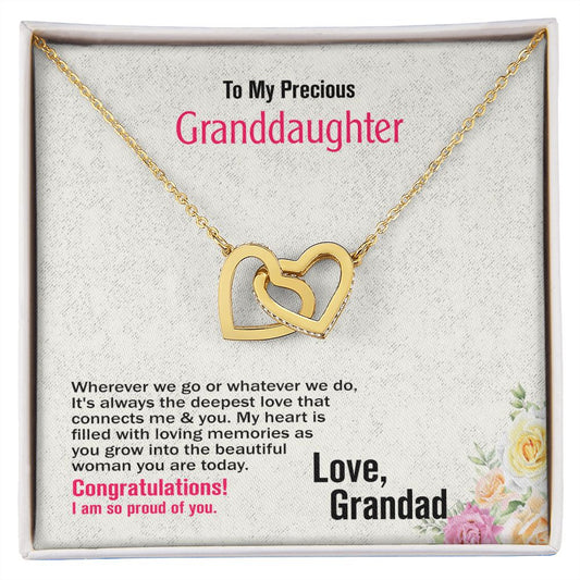 To My Granddaughter-Love Grandad, Interlocking Hearts Necklace, Jewelry Gift - YERTIZZ.COM