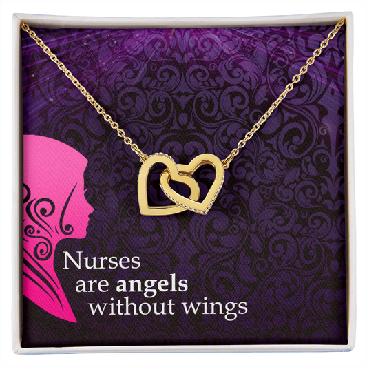 Interlocking Hearts Necklace, Jewelry Gift, Rose Gold, or 18k yellow gold finish, Nurse, Nurses - YERTIZZ.COM