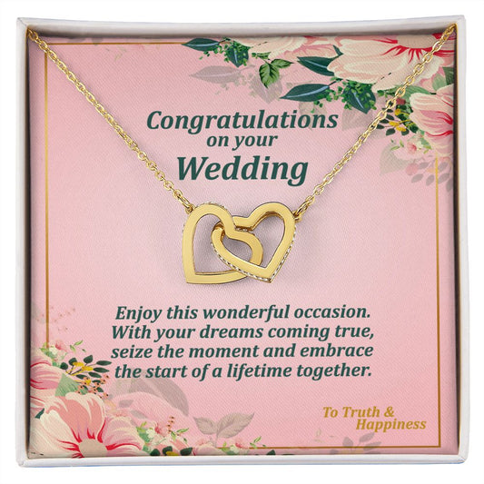 Interlocking Heart Necklace, Jewelry, Gift, Wedding, Bride, Groom