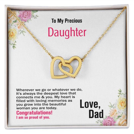 To Daughter, Interlocking Hearts Necklace, Jewelry Gift - YERTIZZ.COM