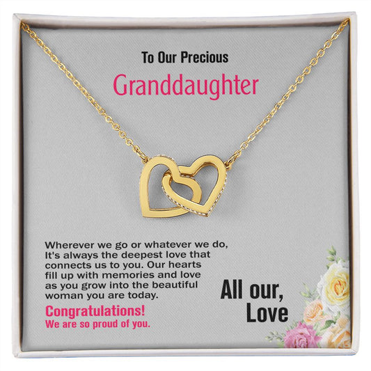 To Our Precious Granddaughter-All Our Love, Interlocking Hearts Necklace, Jewelry Gift - YERTIZZ.COM