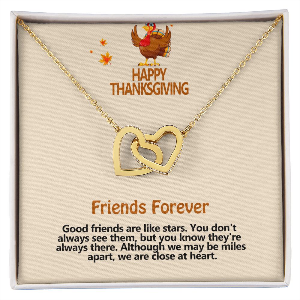 Happy Thanksgiving, Friends Forever, Interlocking Hearts Necklace, Jewelry Gift - YERTIZZ.COM