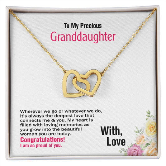 To My Granddaughter-With Love, Interlocking Hearts Necklace, Jewelry Gift - YERTIZZ.COM
