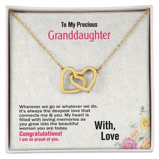 To My Granddaughter-With Love, Interlocking Hearts Necklace - YERTIZZ.COM