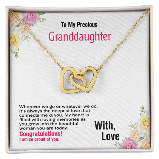 To Granddaughter-With Love, Interlocking Hearts Necklace, Jewelry Gift - YERTIZZ.COM