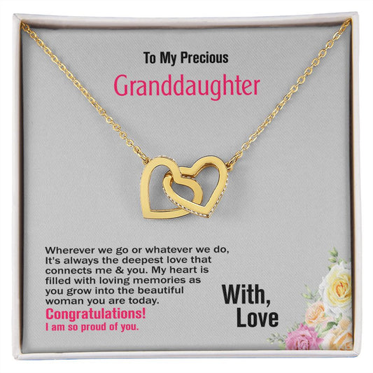 To My Precious Granddaughter-With Love, Interlocking Hearts Necklace, Jewlery Gift - YERTIZZ.COM