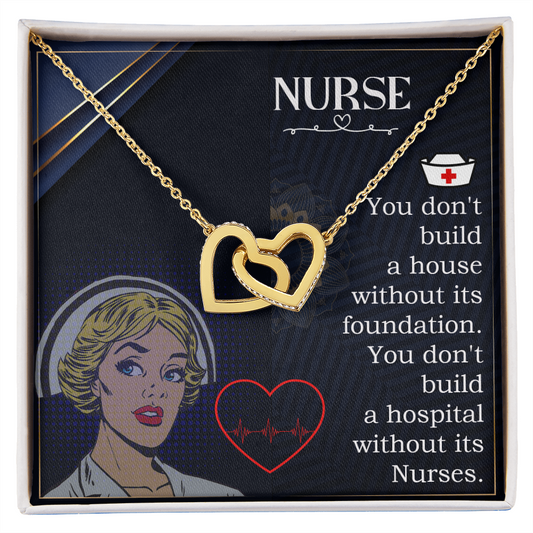 Interlocking Hearts Necklace, Jewelry Gift, Rose Gold, or 18k yellow gold finish, Nurse, Nurses - YERTIZZ.COM