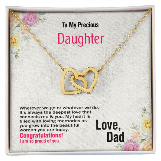 To Daughter, Interlocking Hearts Necklace, Jewelry Gift - YERTIZZ.COM