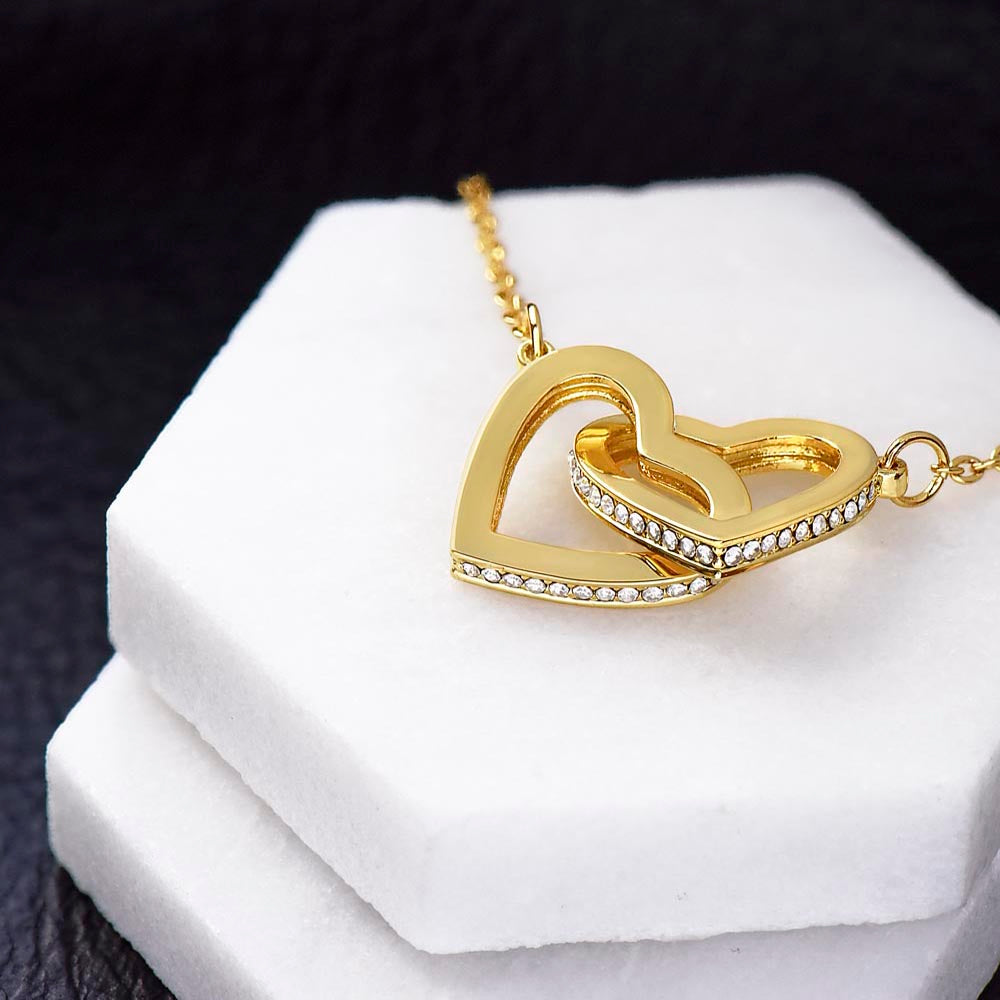 Interlocking Hearts Necklace, Jewelry Gift, Say Sorry, Rose Gold, or 18k yellow gold finish