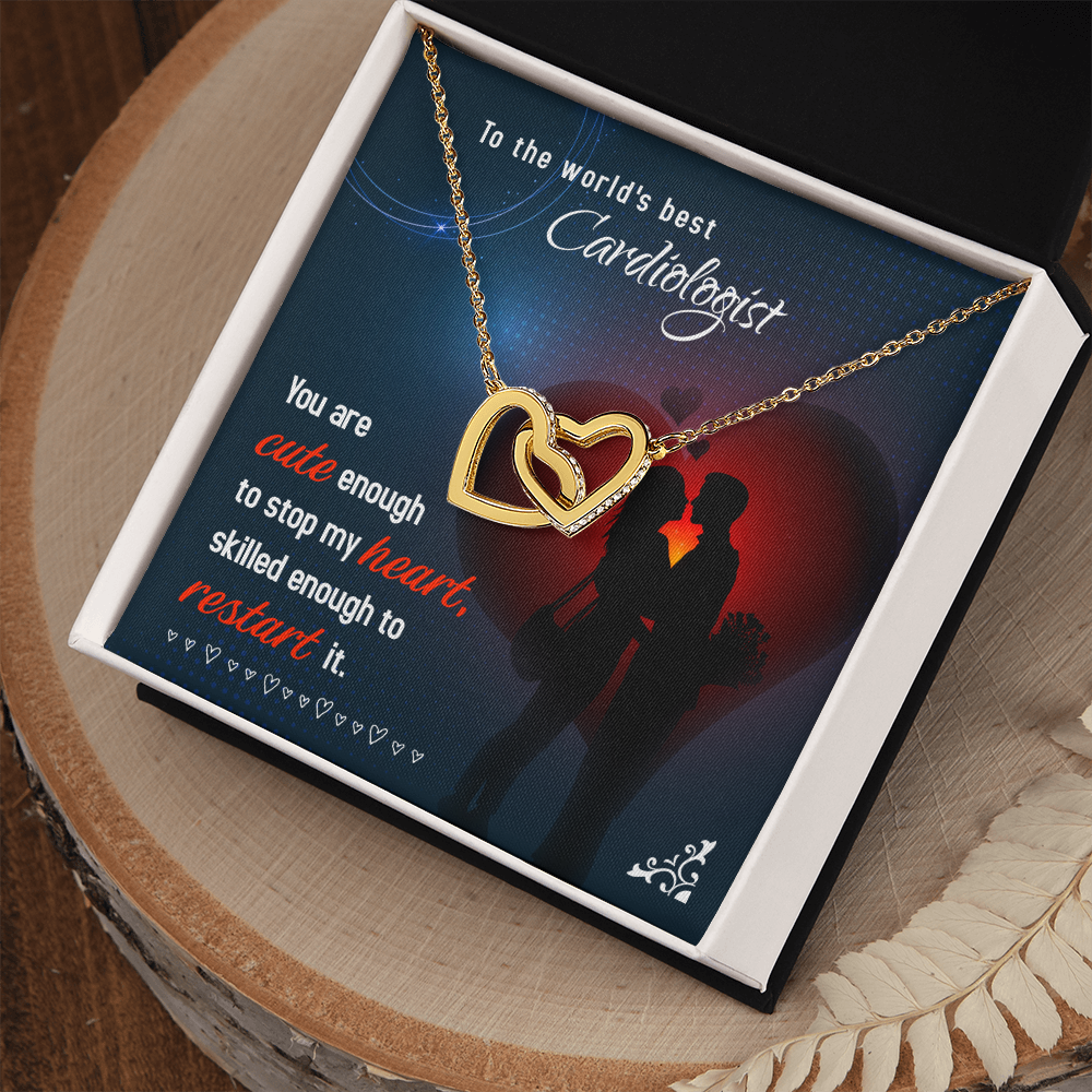 Interlocking Hearts Necklace, Jewelry Gift, Rose Gold, or 18k yellow gold finish, Cardiologist, Doctor - YERTIZZ.COM