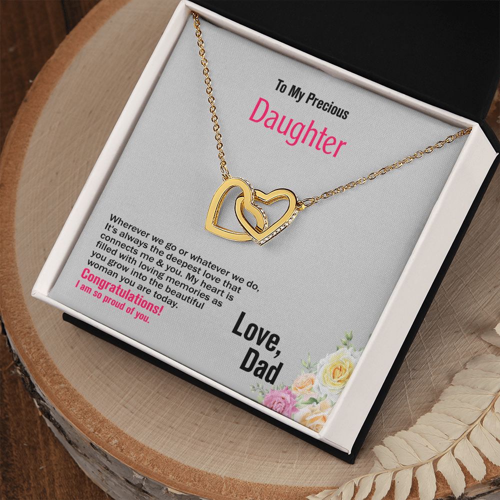 To Daughter, Interlocking Hearts Necklace, Jewelry Gift - YERTIZZ.COM