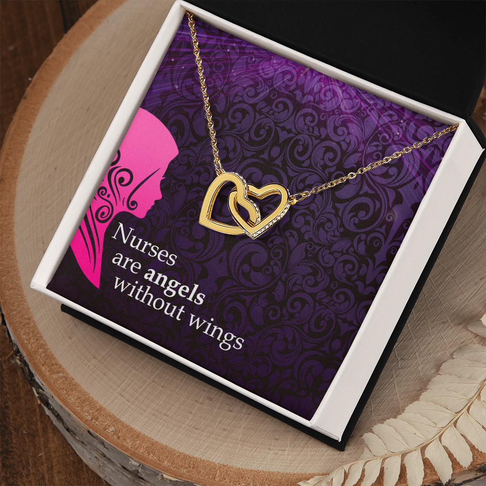Interlocking Hearts Necklace, Jewelry Gift, Rose Gold, or 18k yellow gold finish, Nurse, Nurses - YERTIZZ.COM