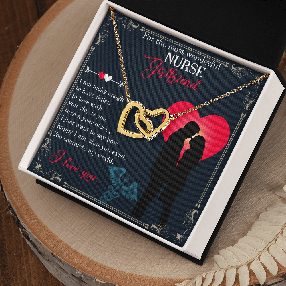 Interlocking Hearts Necklace, Jewelry Gift, Birthday, Say Sorry, Rose Gold, or 18k yellow gold finish, Nurse girlfriend - YERTIZZ.COM