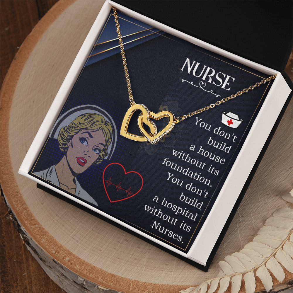 Interlocking Hearts Necklace, Jewelry Gift, Rose Gold, or 18k yellow gold finish, Nurse, Nurses - YERTIZZ.COM