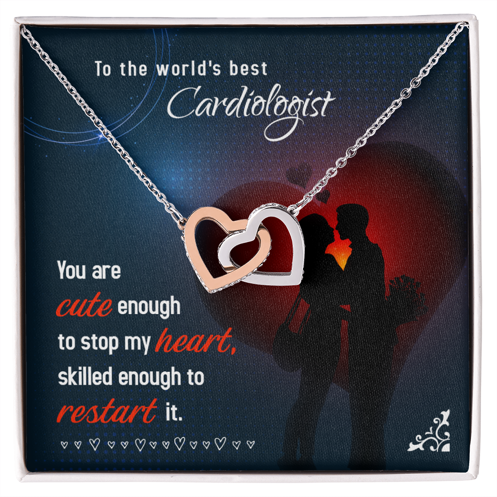 Interlocking Hearts Necklace, Jewelry Gift, Rose Gold, or 18k yellow gold finish, Cardiologist, Doctor - YERTIZZ.COM