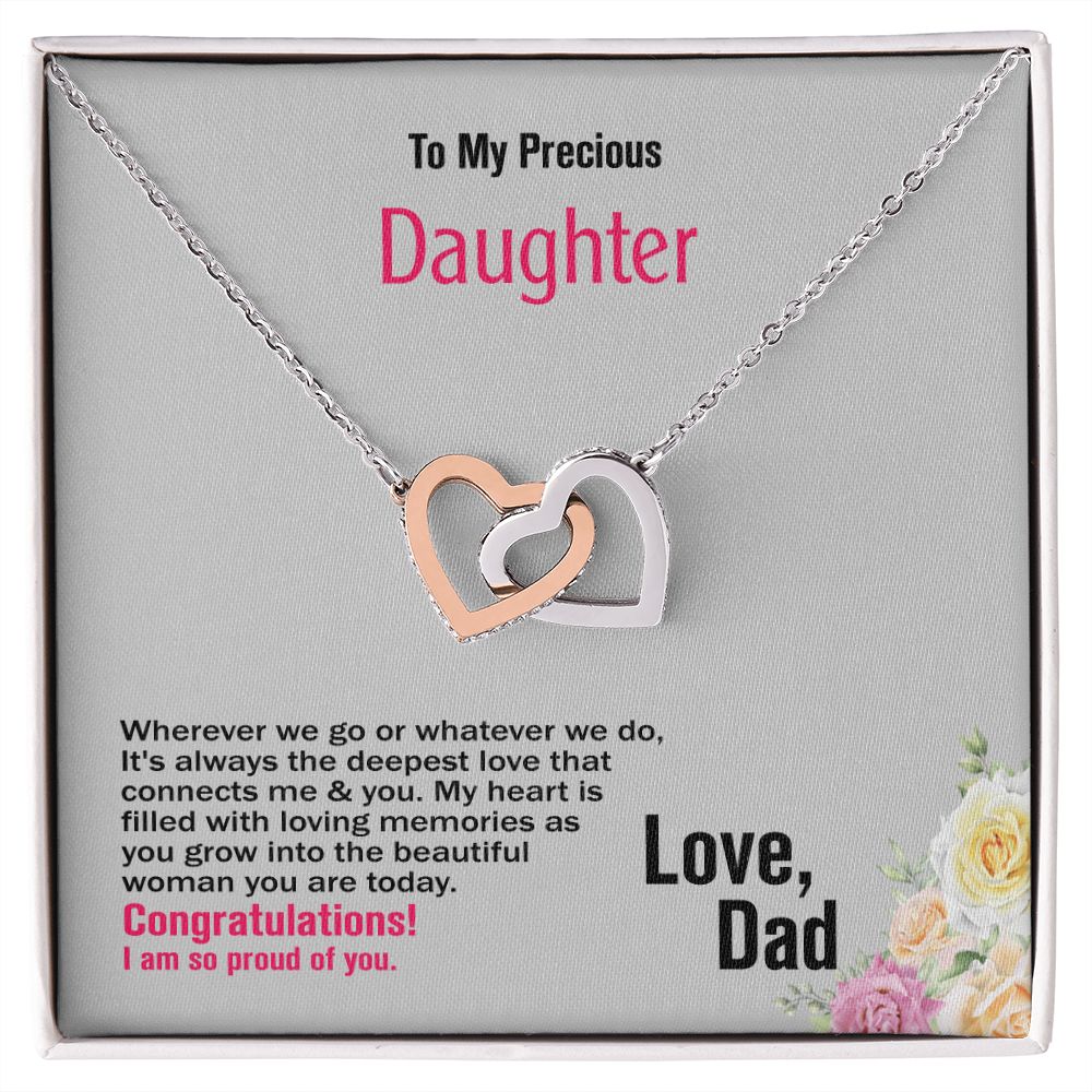 To Daughter, Interlocking Hearts Necklace, Jewelry Gift - YERTIZZ.COM