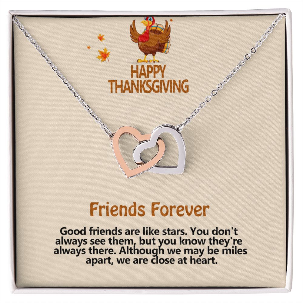 Happy Thanksgiving, Friends Forever, Interlocking Hearts Necklace, Jewelry Gift - YERTIZZ.COM