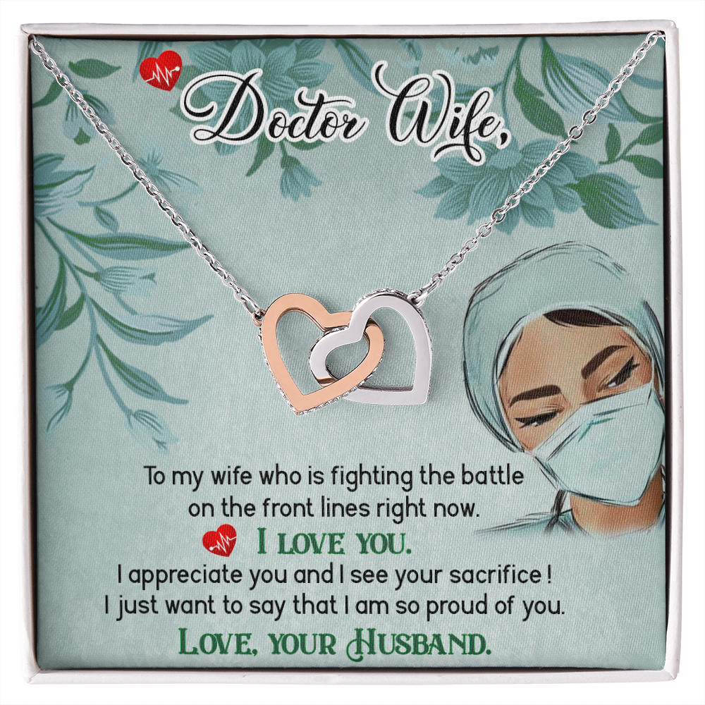 Interlocking Hearts Necklace, Jewelry Gift, Rose Gold, or 18k yellow gold finish, Doctor, Wife - YERTIZZ.COM