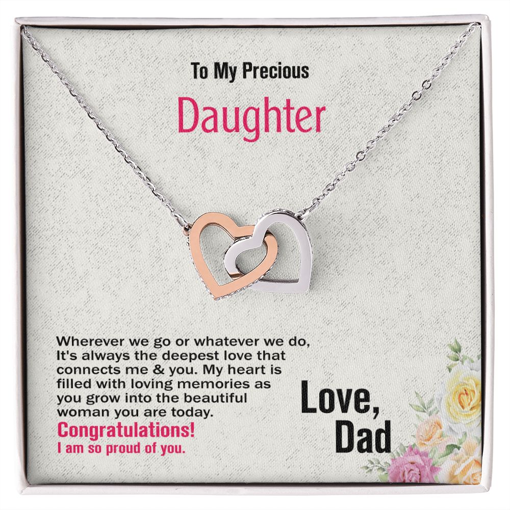 To Daughter-Love Dad, Interlocking Hearts Necklace, Jewelry Gift - YERTIZZ.COM